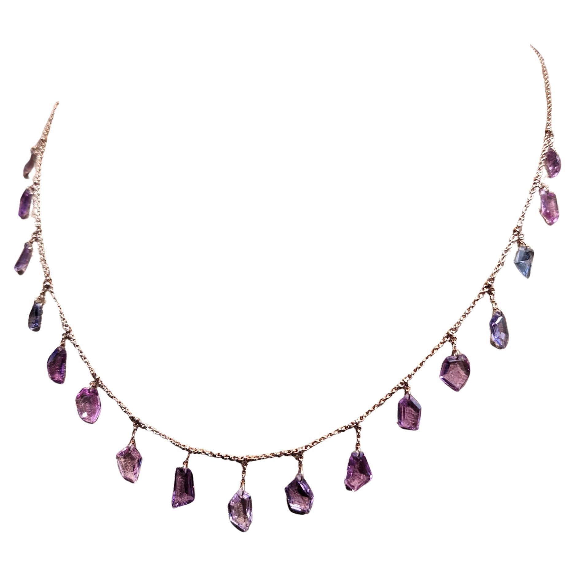 18K Rose Gold Necklace with Multi-Color Sapphire
