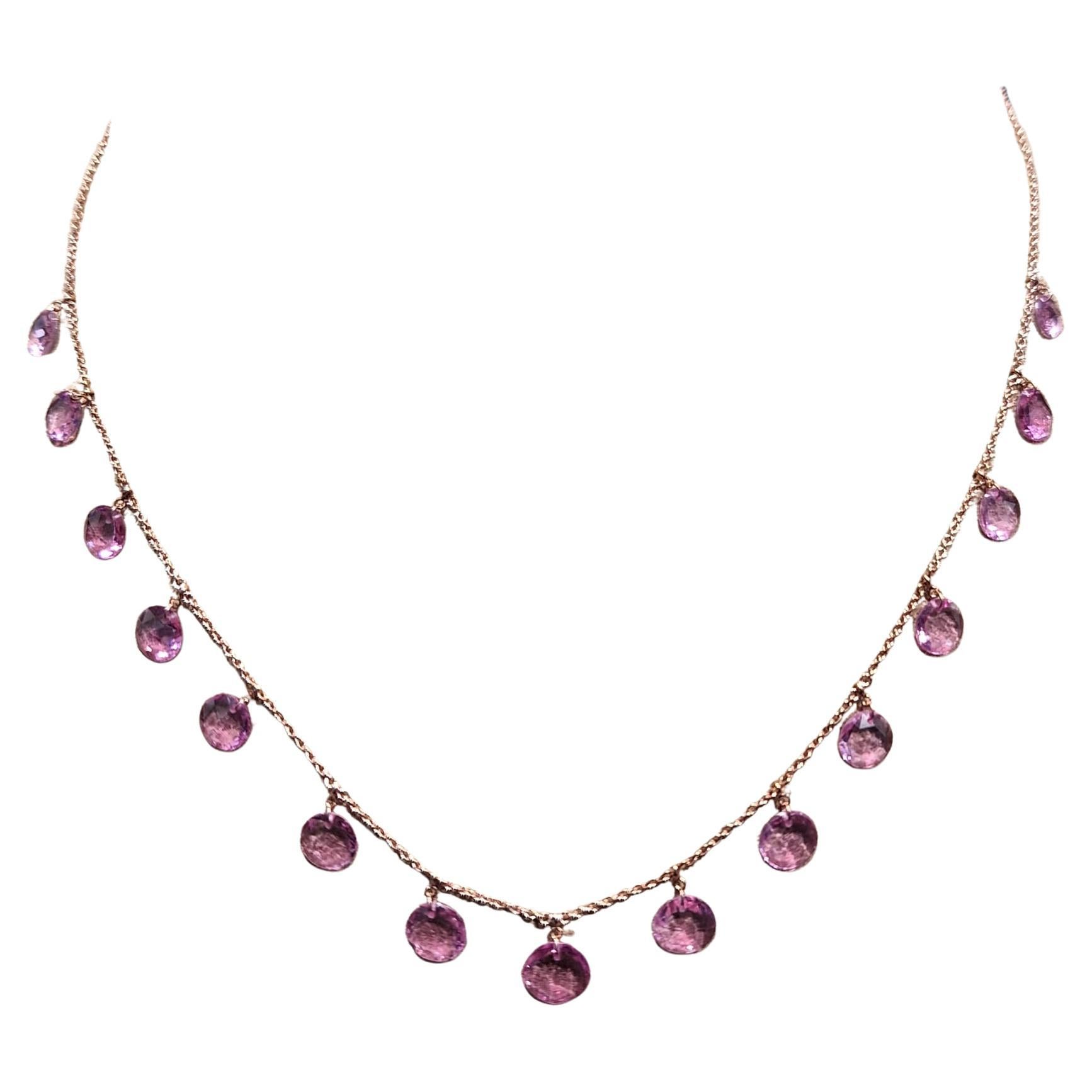 18K Rose Gold Necklace with Pink Sapphire For Sale