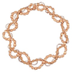 18k Rose Gold Necklace with Round Cut Diamonds