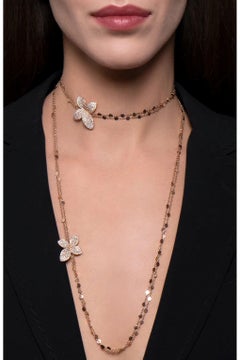 18k Rose Gold Necklace with White and Champagne Diamonds by Pasquale Bruni