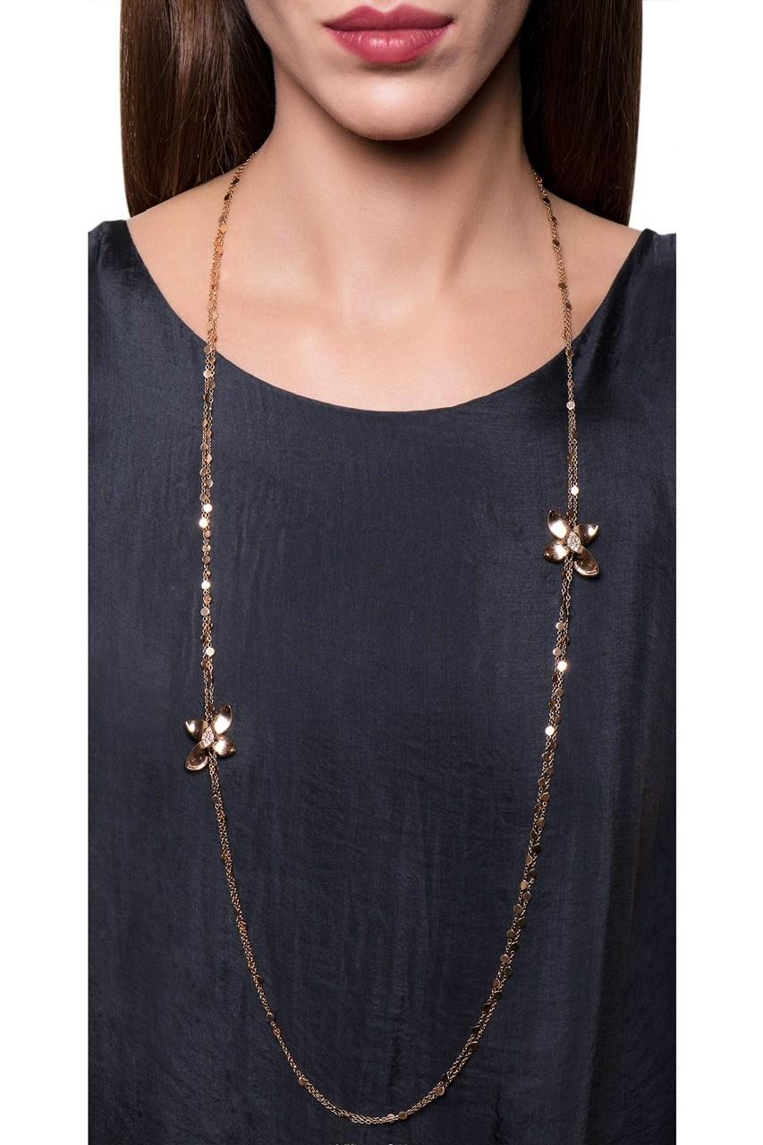 Brilliant Cut 18k Rose Gold Necklace with White and Champagne Diamonds by Pasquale Bruni For Sale