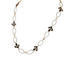 18K Rose Gold Necklace with White Diamonds & Black Ceramic Elements