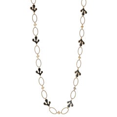18K Rose Gold Necklace with White Diamonds & Black Ceramic Elements