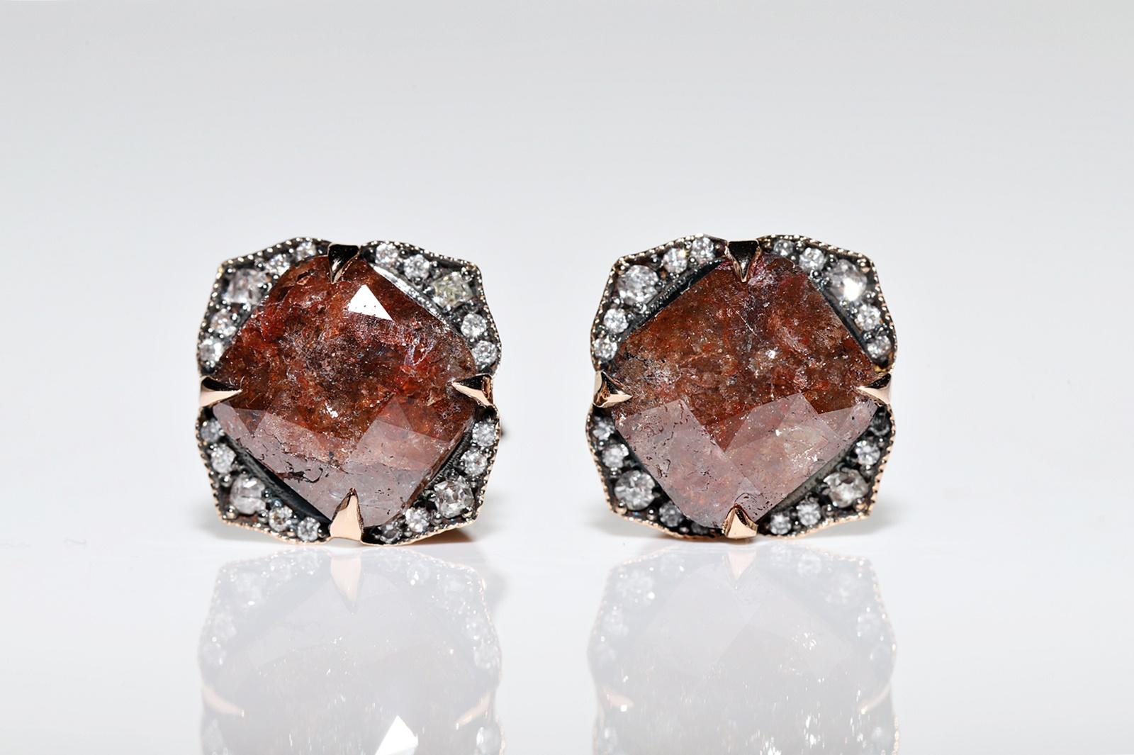 18K Rose Gold New Made  Natural Diamond Decorated Earring In condizioni Nuovo in vendita a Fatih/İstanbul, 34