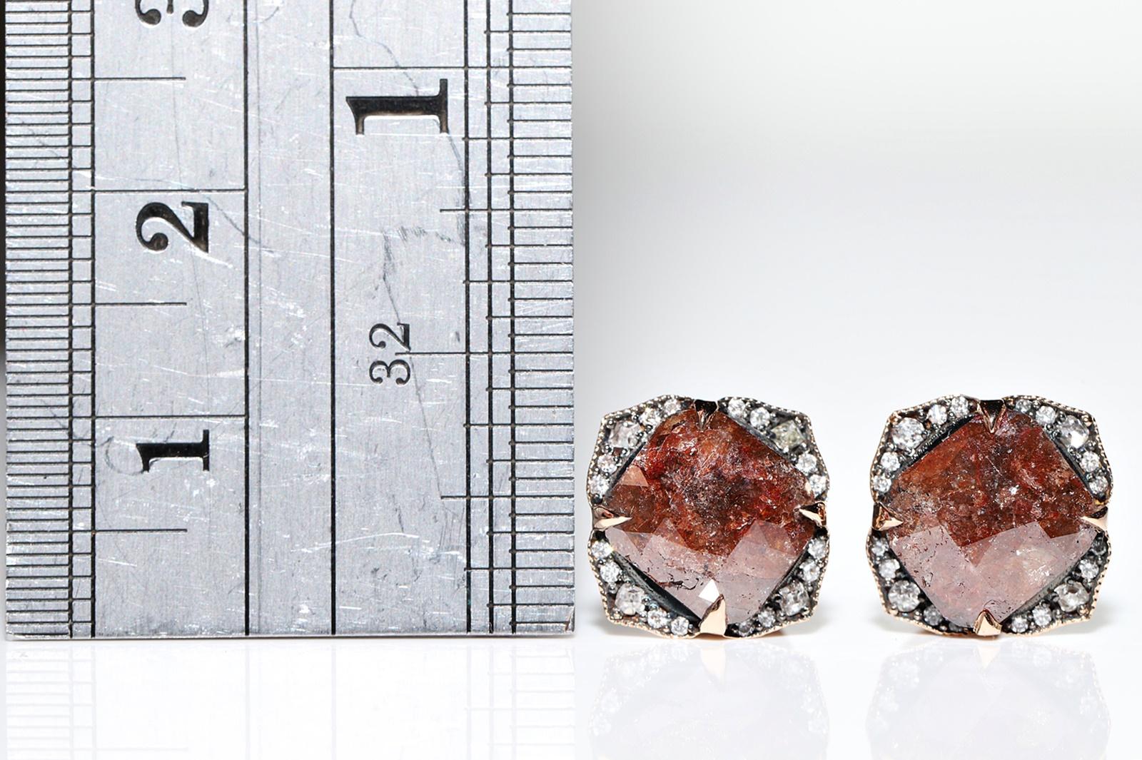 Donna 18K Rose Gold New Made  Natural Diamond Decorated Earring in vendita