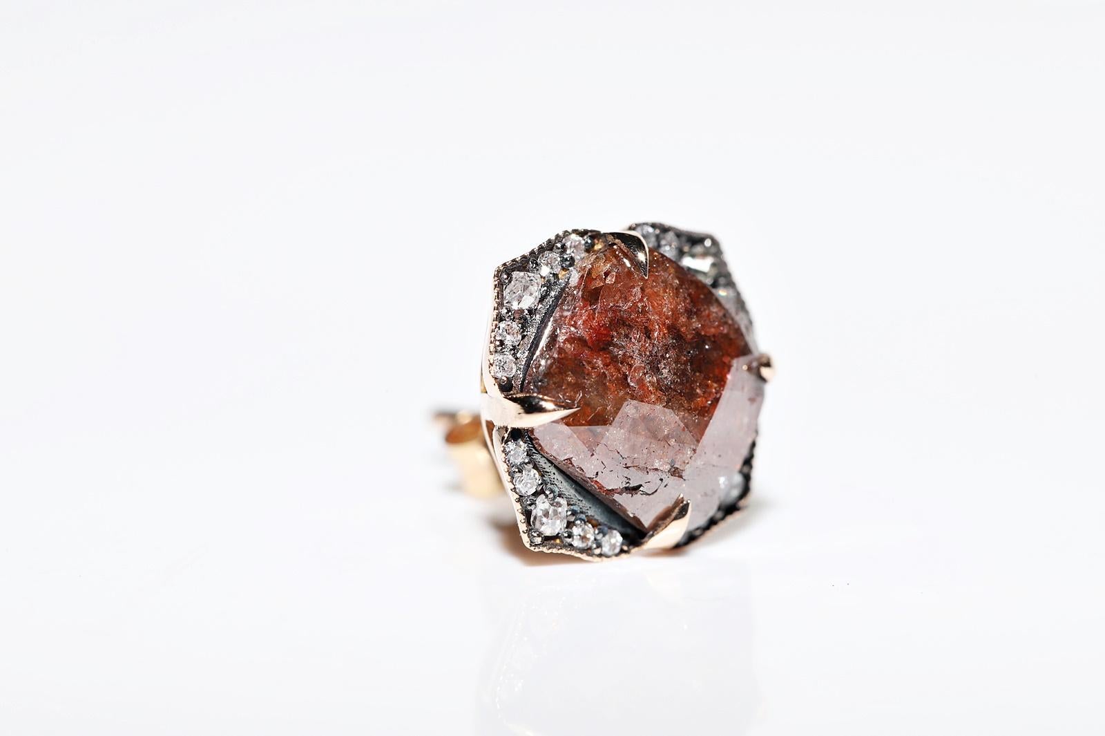 18K Rose Gold New Made  Natural Diamond Decorated Earring in vendita 1