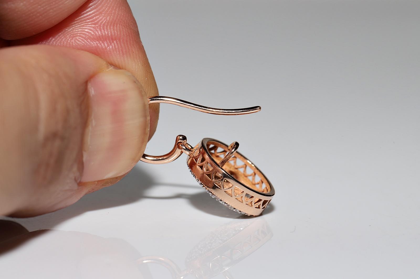 Oro rosa 18k Nuevo Hecho Natural  Pendiente Bonito Decorado con Diamantes en venta 4