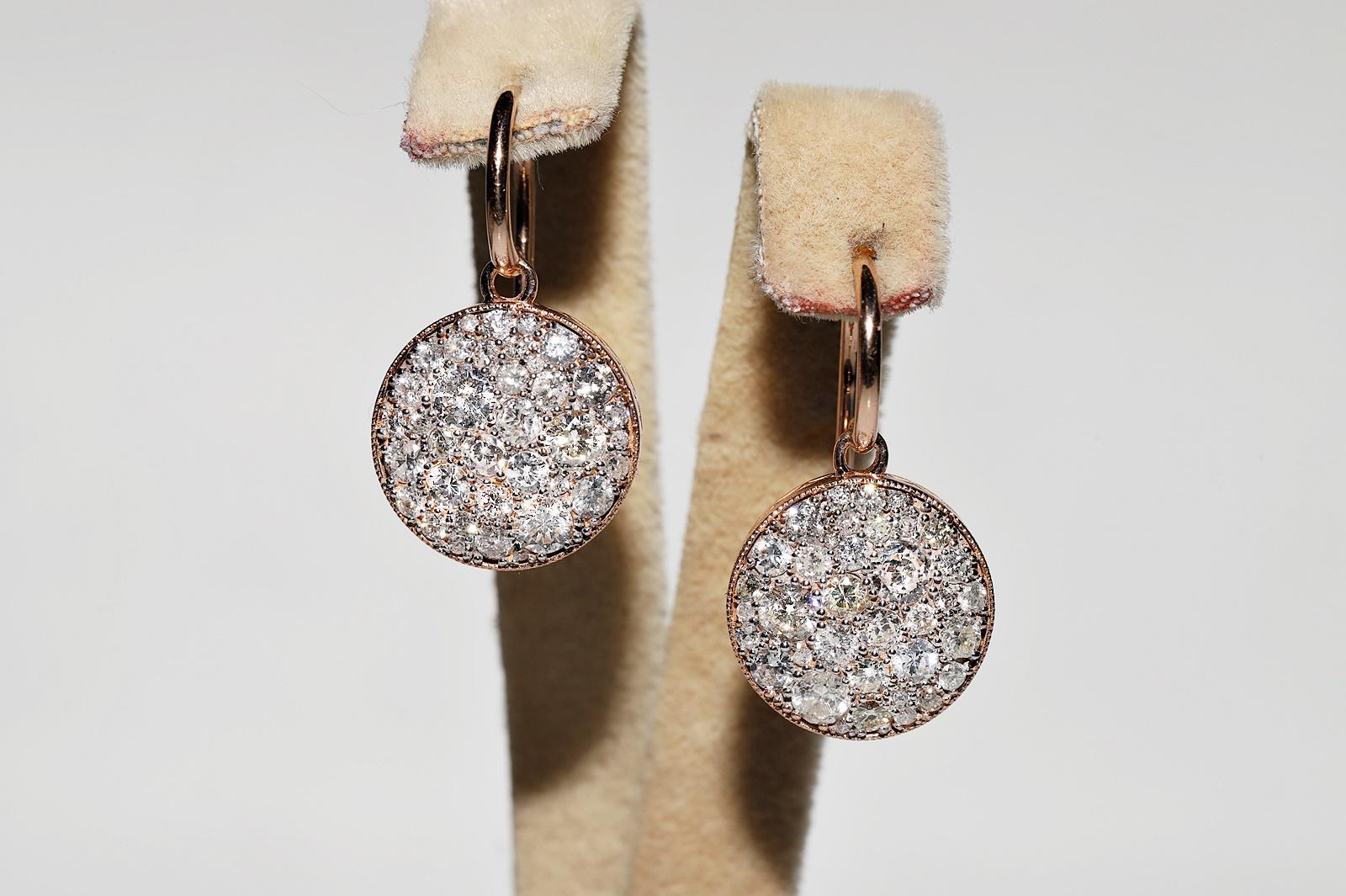 18k Rose Gold New Made Natural  Diamantverzierter hübscher Ohrring im Angebot 5