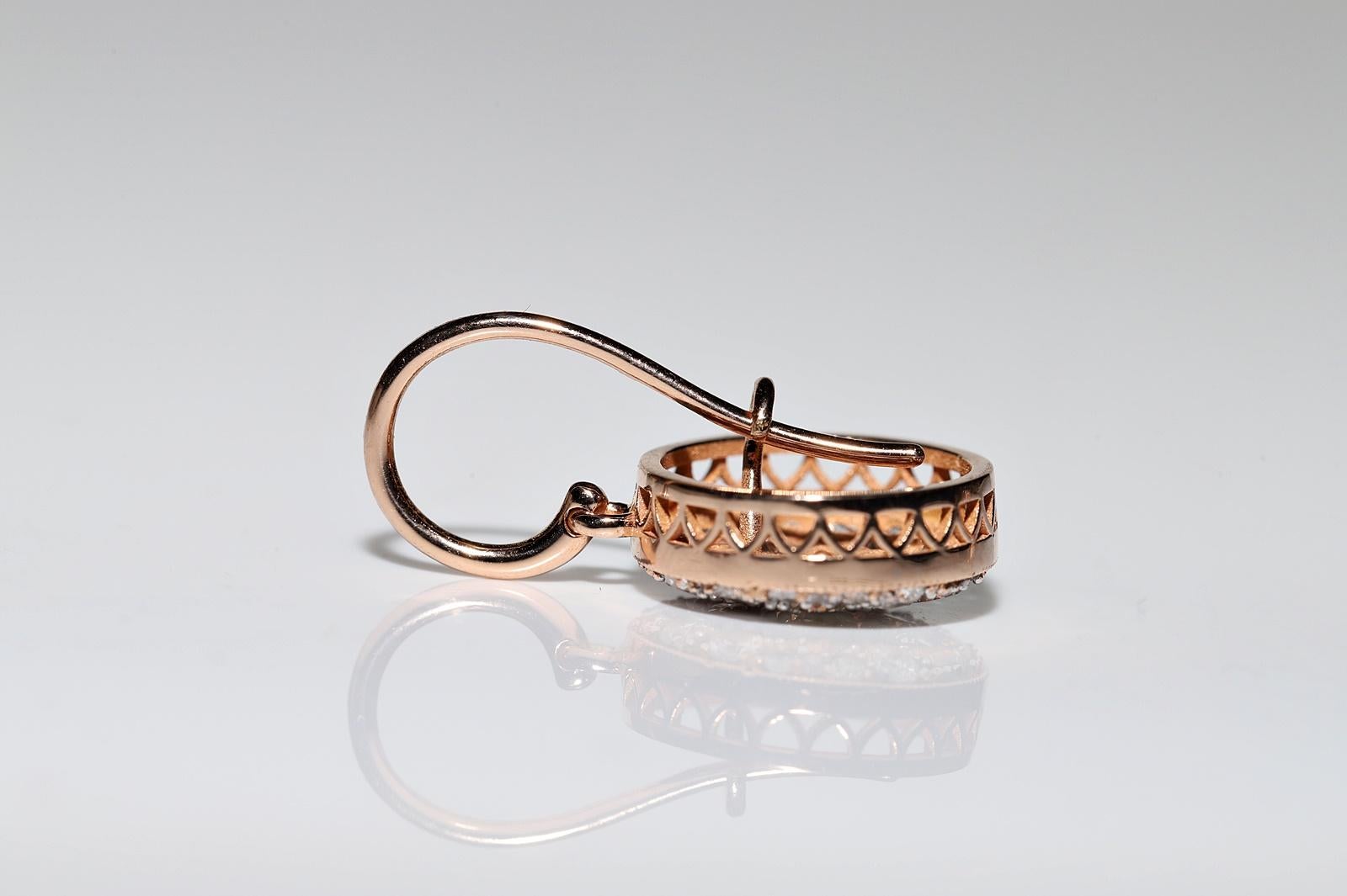 18k Rose Gold New Made Natural  Diamantverzierter hübscher Ohrring im Zustand „Gut“ im Angebot in Fatih/İstanbul, 34