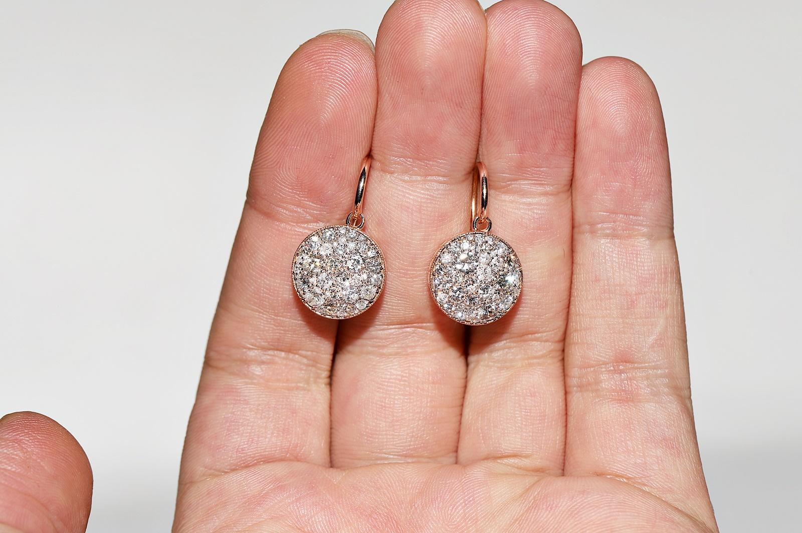 18k Rose Gold New Made Natural  Diamantverzierter hübscher Ohrring im Angebot 1