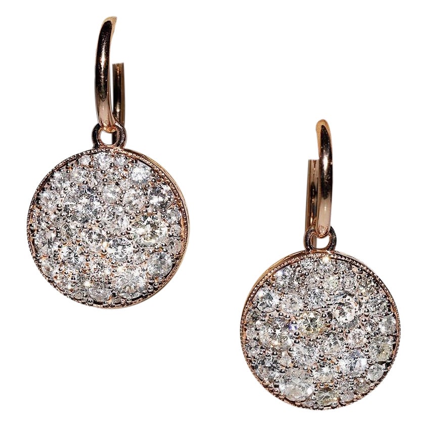 Oro rosa 18k Nuevo Hecho Natural  Pendiente Bonito Decorado con Diamantes
