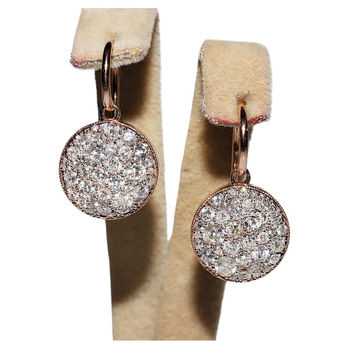 18k Rose Gold New Made Natural  Diamond Decorated Pretty Earring For Sale