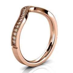 18k Rose Gold Olive Milgrain Curve Diamond Ring '1/6 Ct. Tw'
