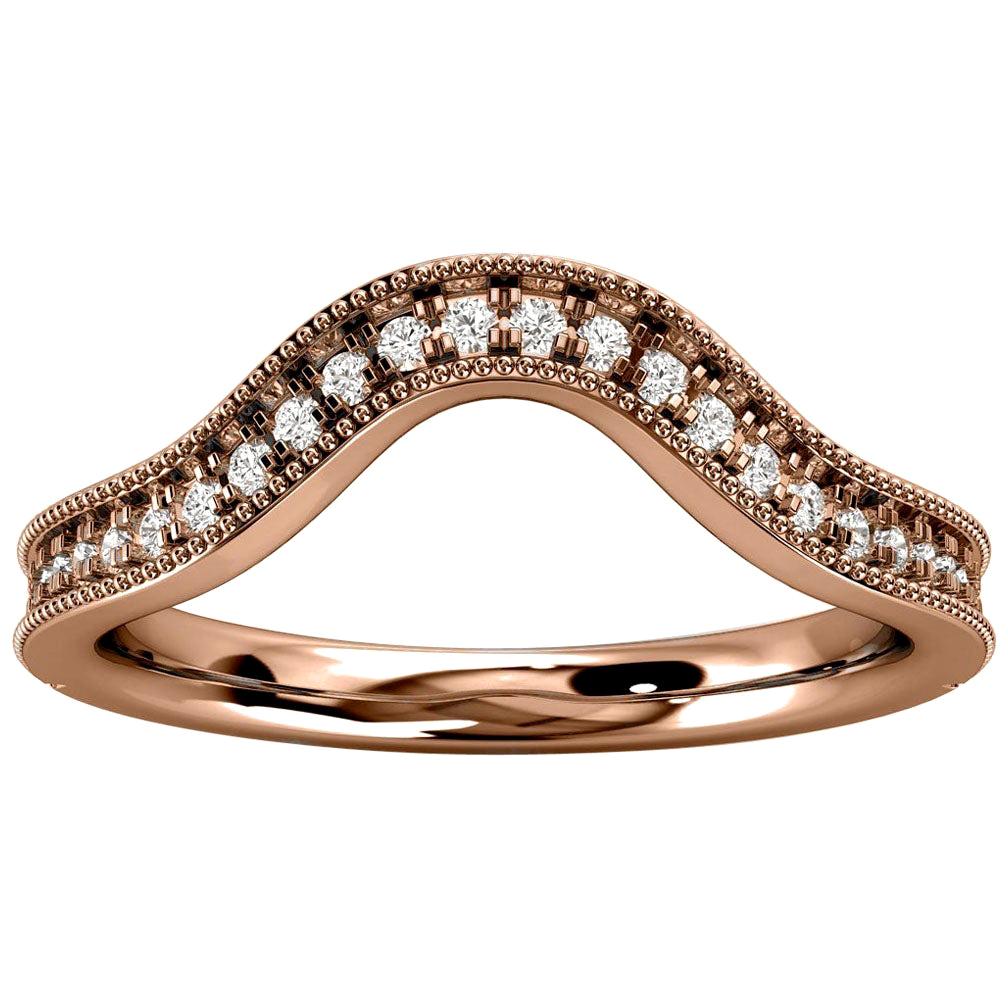 For Sale:  18k Rose Gold Olive Milgrain Curve Diamond Ring '1/6 Ct. Tw'