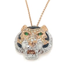 18K Rose Gold Onyx & Ruby Tiger Necklace with Diamonds