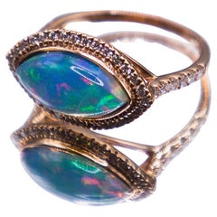 18k Rose Gold Opal Diamond Ring