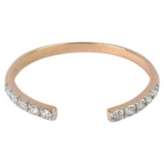 18k Rose Gold Open Diamond Ring Thin Gold Ring Diamond Stacking Ring