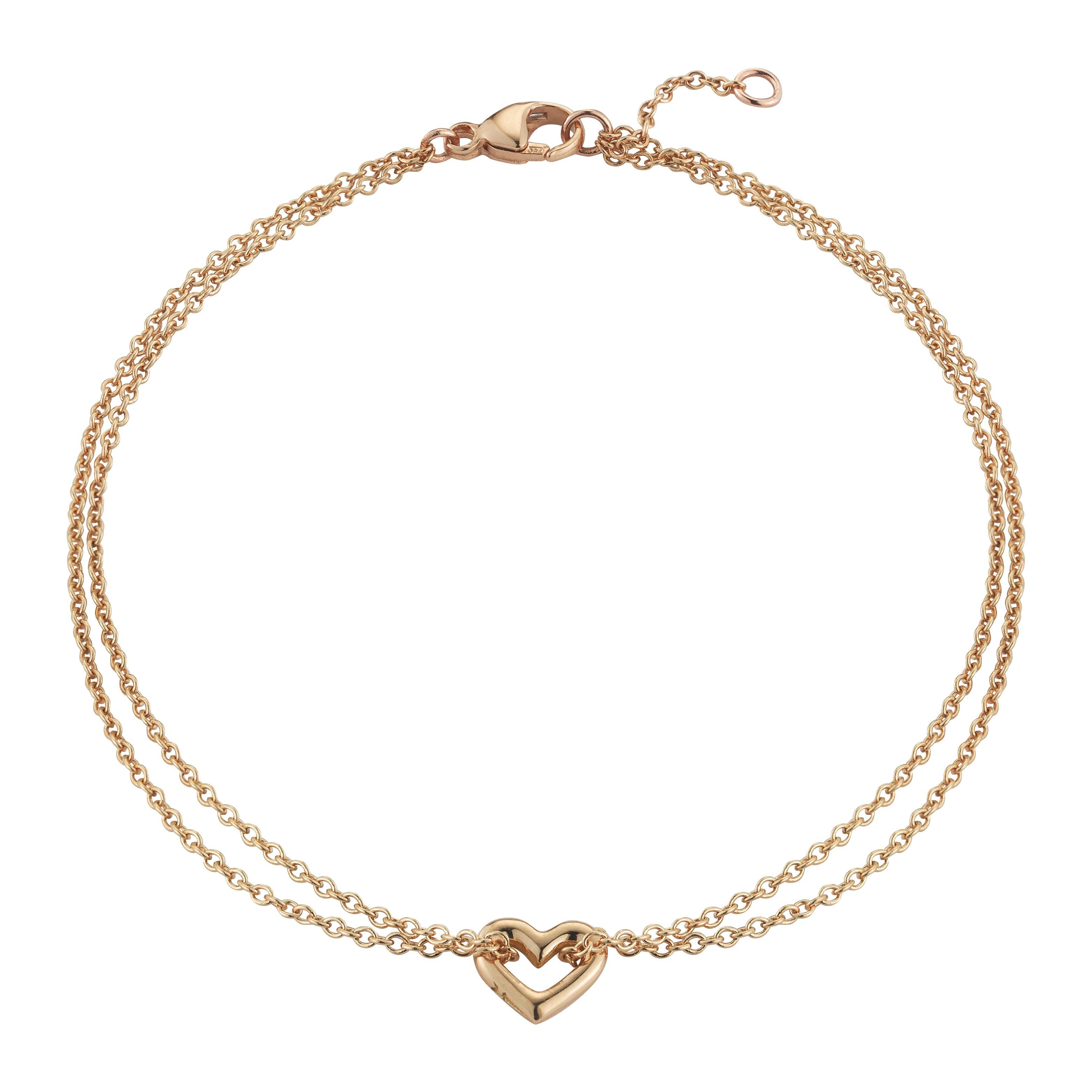 18 Karat Rose Gold Open Heart Bracelet For Sale