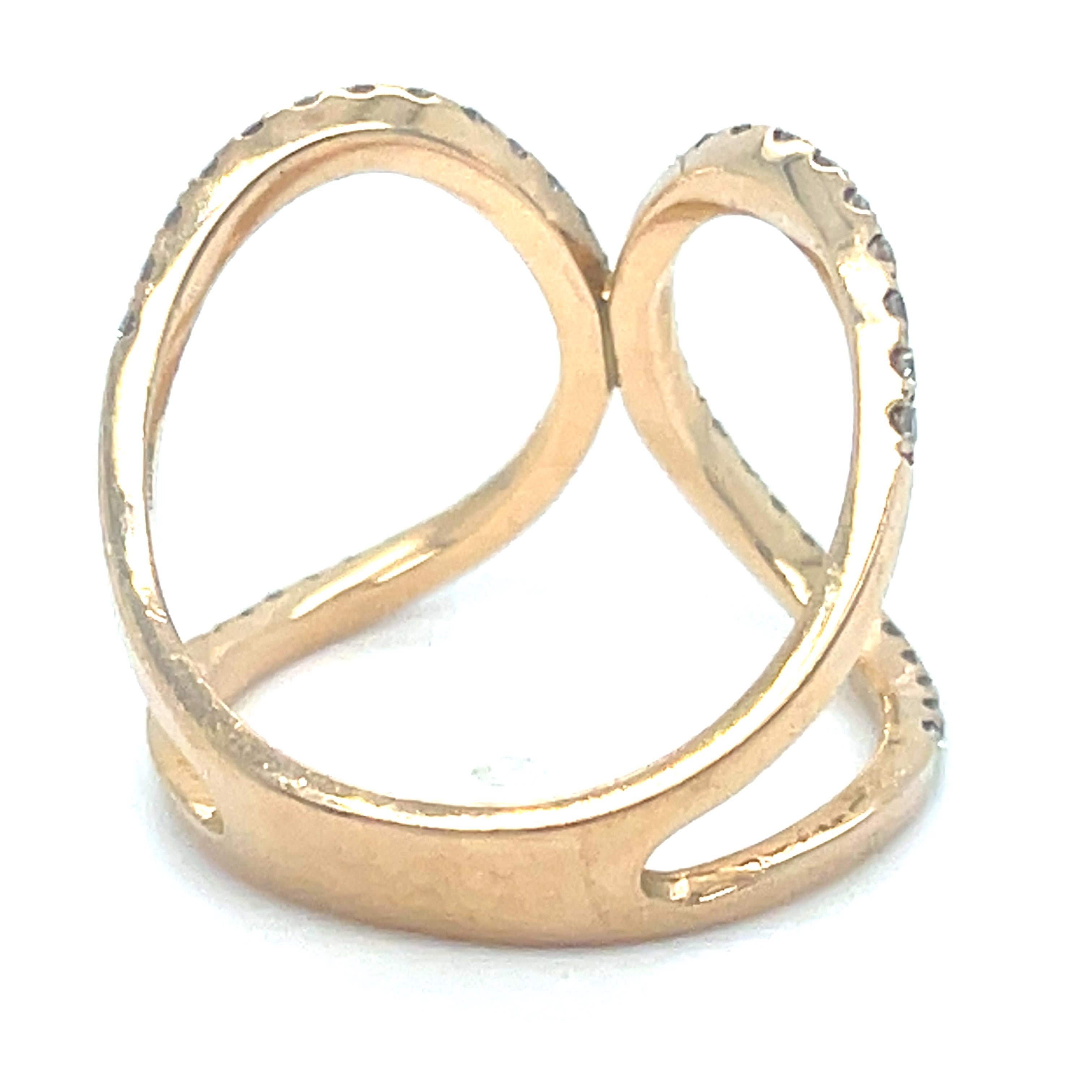 18k Rose Gold Openwork Diamond Ring Size 7 For Sale 3