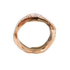 18 Karat Rose Gold Organic Fede Ring with Diamonds