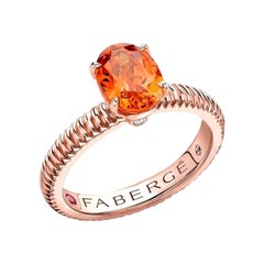 Fabergé 18k Rose Gold Oval Spessartite Fluted Ring