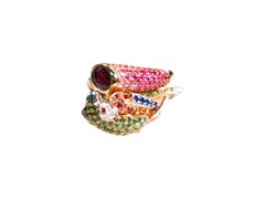 18K Rose Gold Parrot Ring with Green Garnet