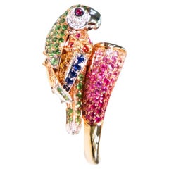 18K Rose Gold Parrot Ring with Green Garnet
