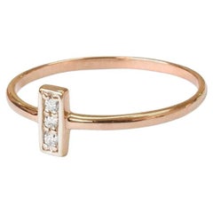 18k Rose Gold Pave Diamond Bar Ring Genuine Diamond Ring