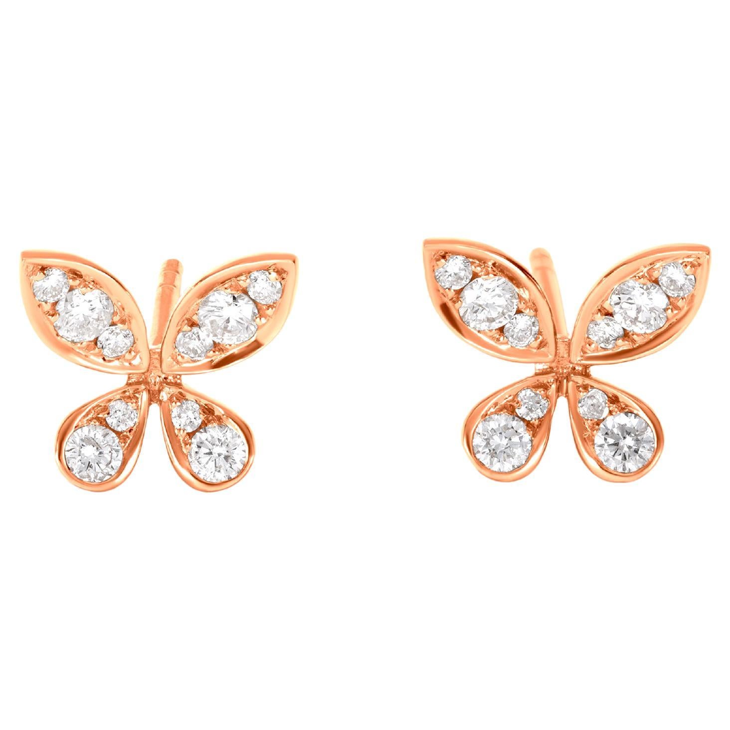 18K Rose Gold Pave Border 0.75ct Each Hexagon Diamond Flower Earrings