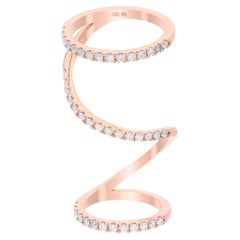 18K Rose Gold Pave Diamond Triple Spiral Cage Statement Ring