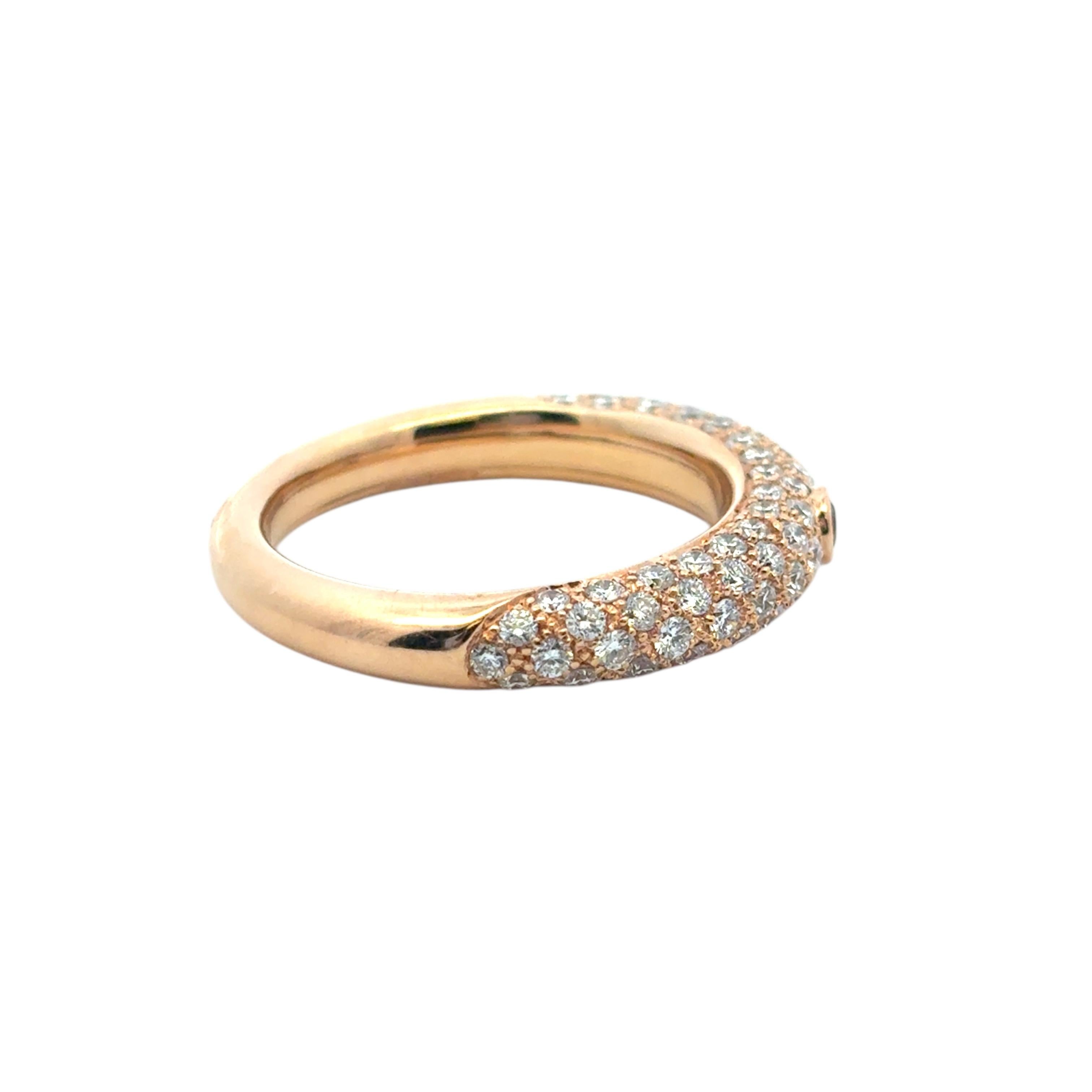 18k Rose Gold Pave Diamond with 1 Ruby Band Ring en vente 6