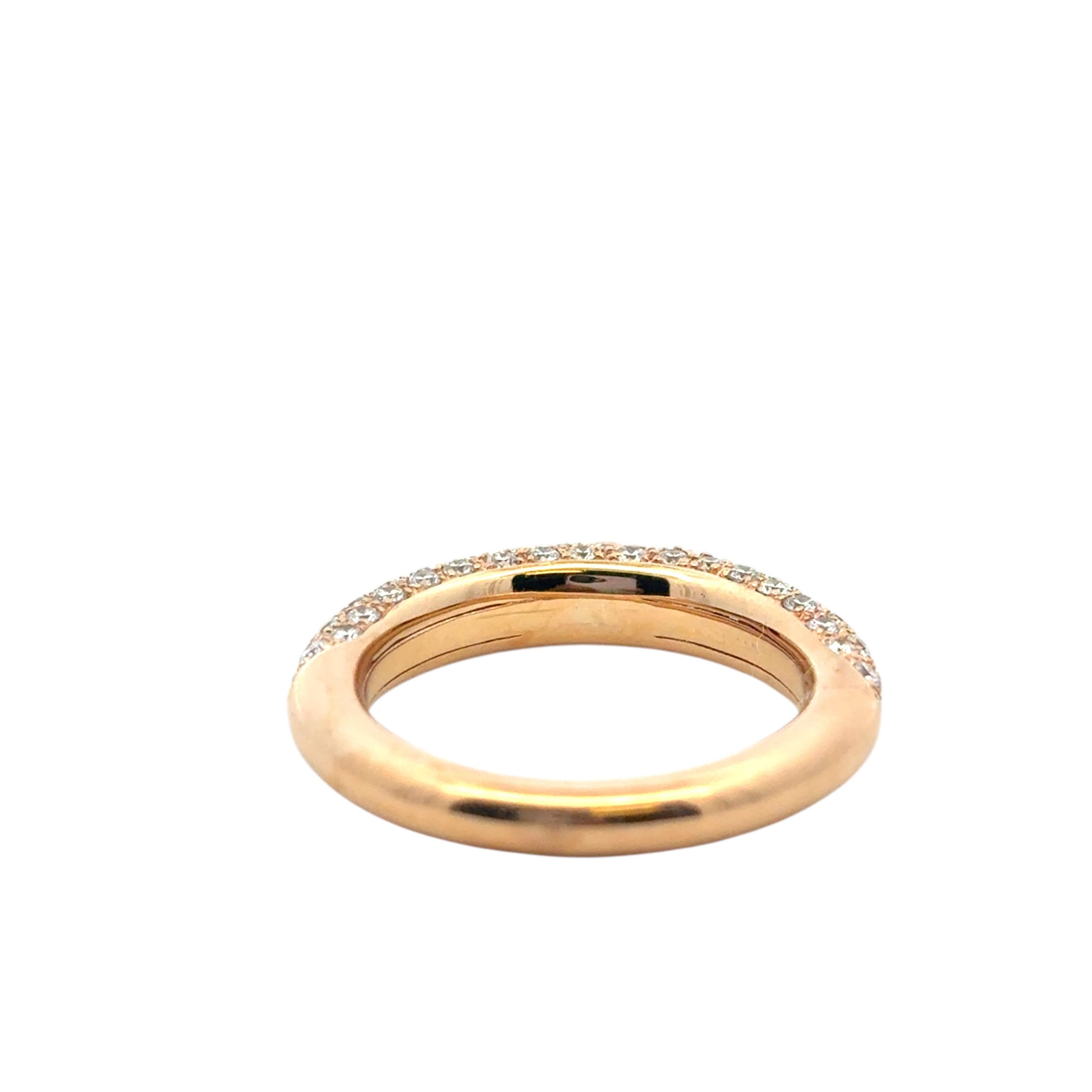 18k Rose Gold Pave Diamond with 1 Ruby Band Ring en vente 7
