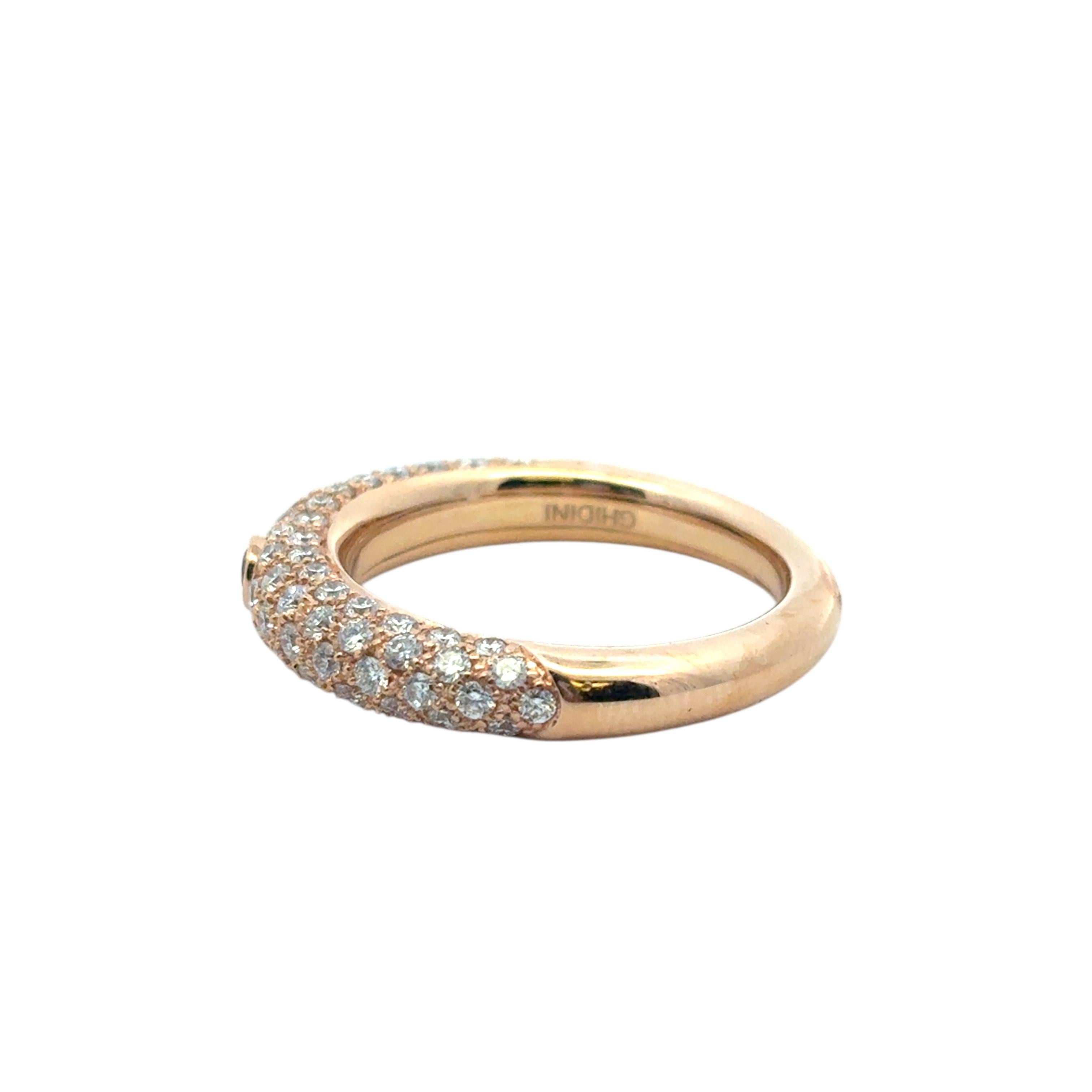 18k Rose Gold Pave Diamond with 1 Ruby Band Ring en vente 8