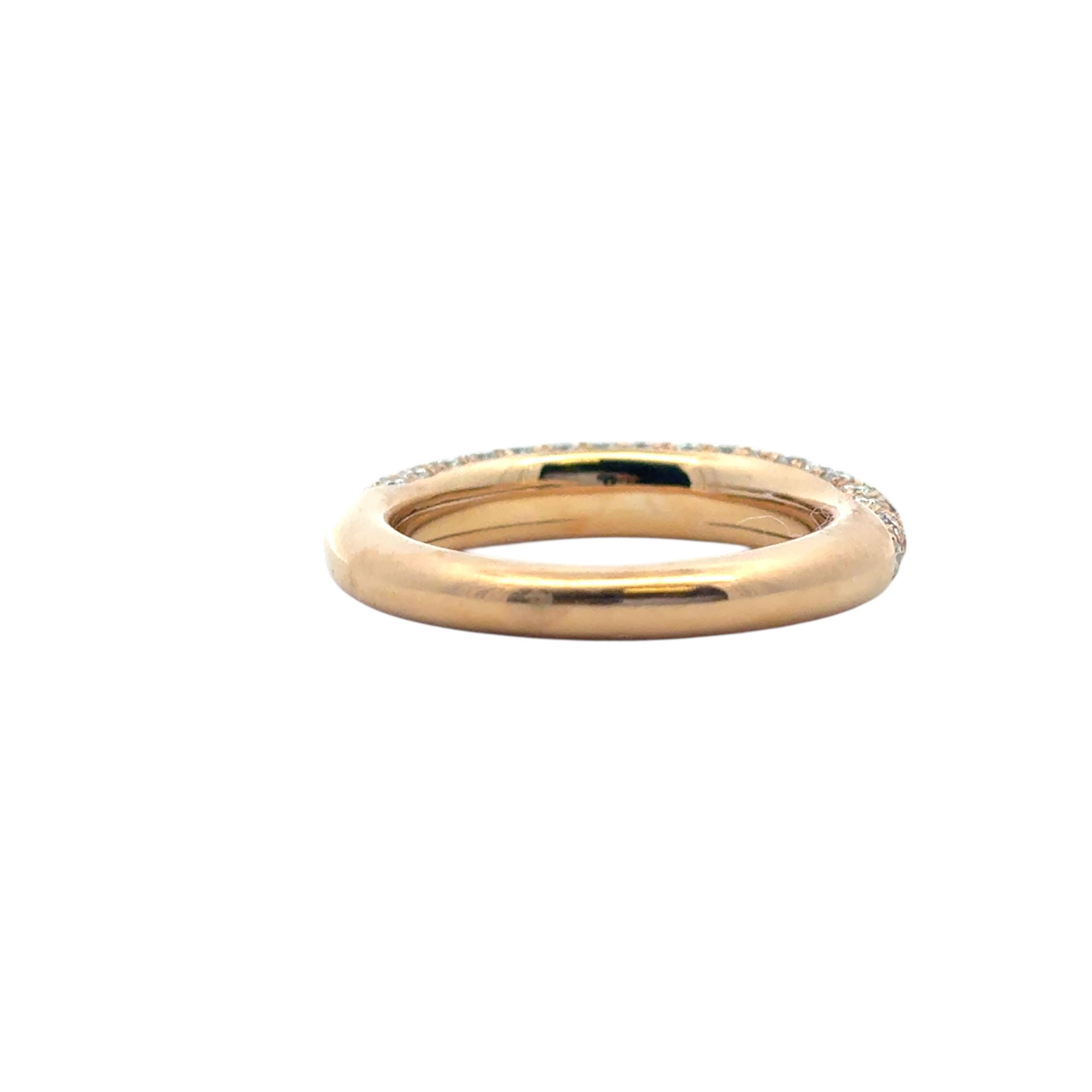 18k Rose Gold Pave Diamond with 1 Ruby Band Ring Pour femmes en vente