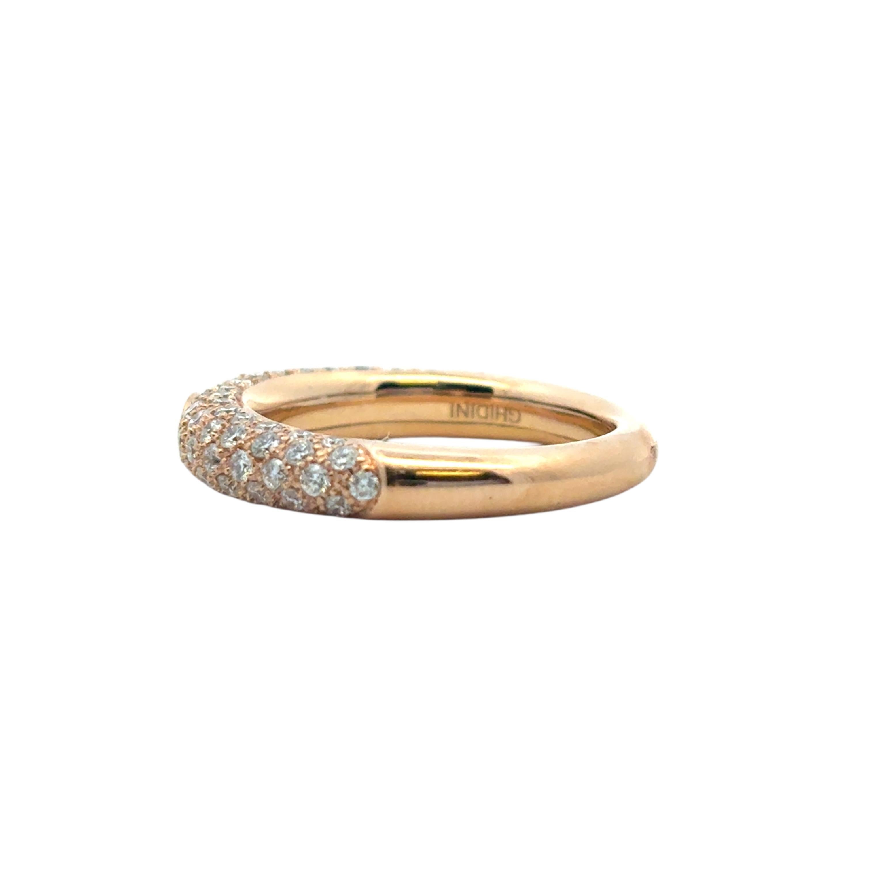 18k Rose Gold Pave Diamond with 1 Ruby Band Ring en vente 1