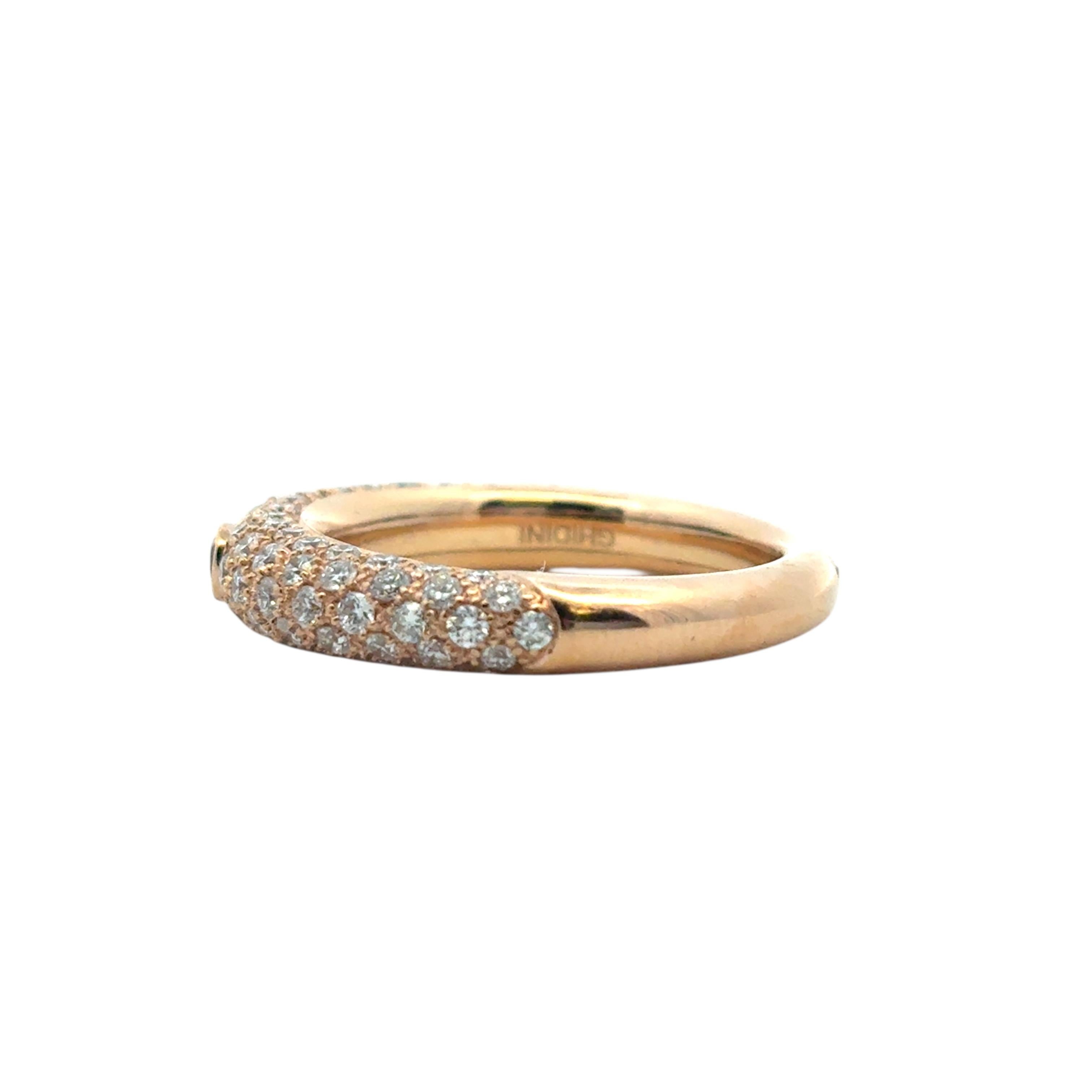 18k Rose Gold Pave Diamond with 1 Ruby Band Ring en vente 2