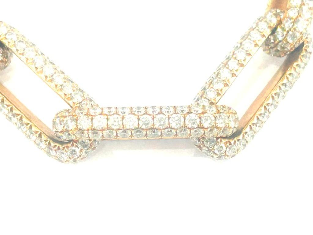 18K Rose Gold Pave' Oval Link Diamantkette Armband 18,7 Karat im Zustand „Gut“ im Angebot in Beverly Hills, CA