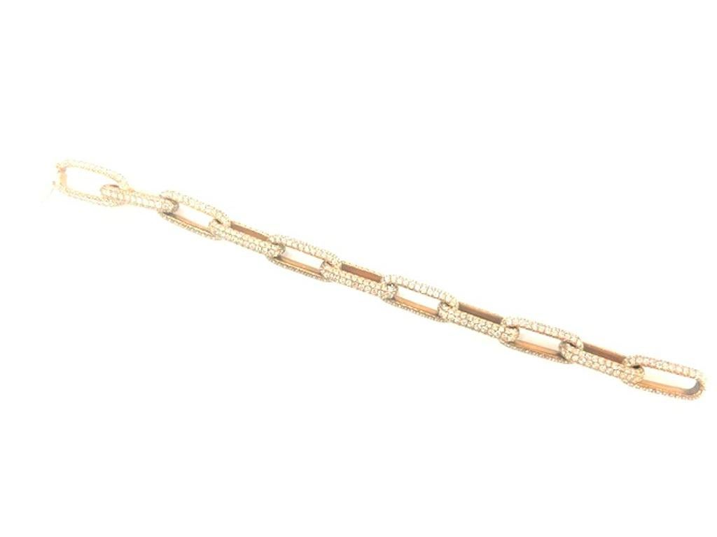 18K Rose Gold Pave' Oval Link Diamantkette Armband 18,7 Karat für Damen oder Herren im Angebot