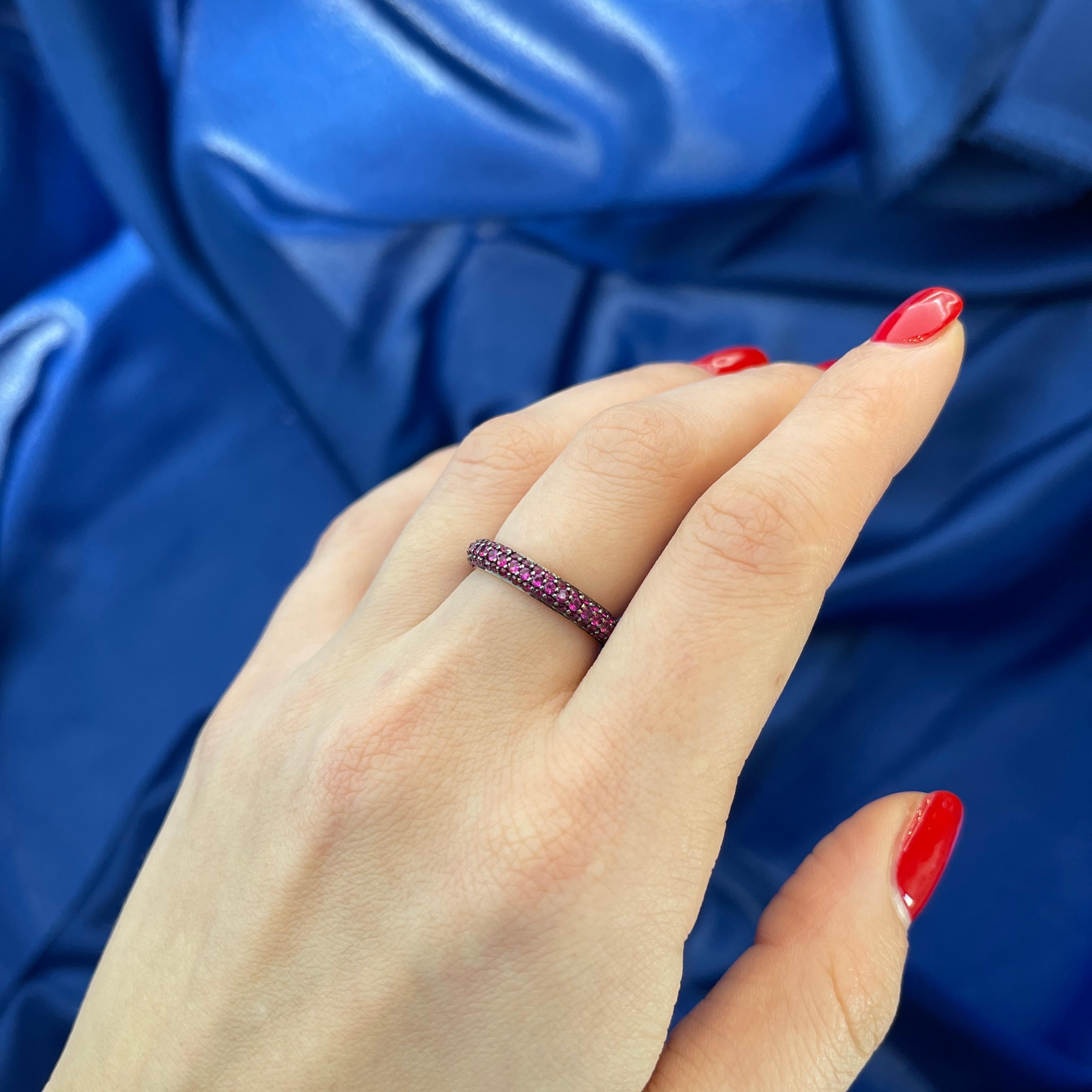 18K Rose Gold Pavé Ruby Band For Sale 1