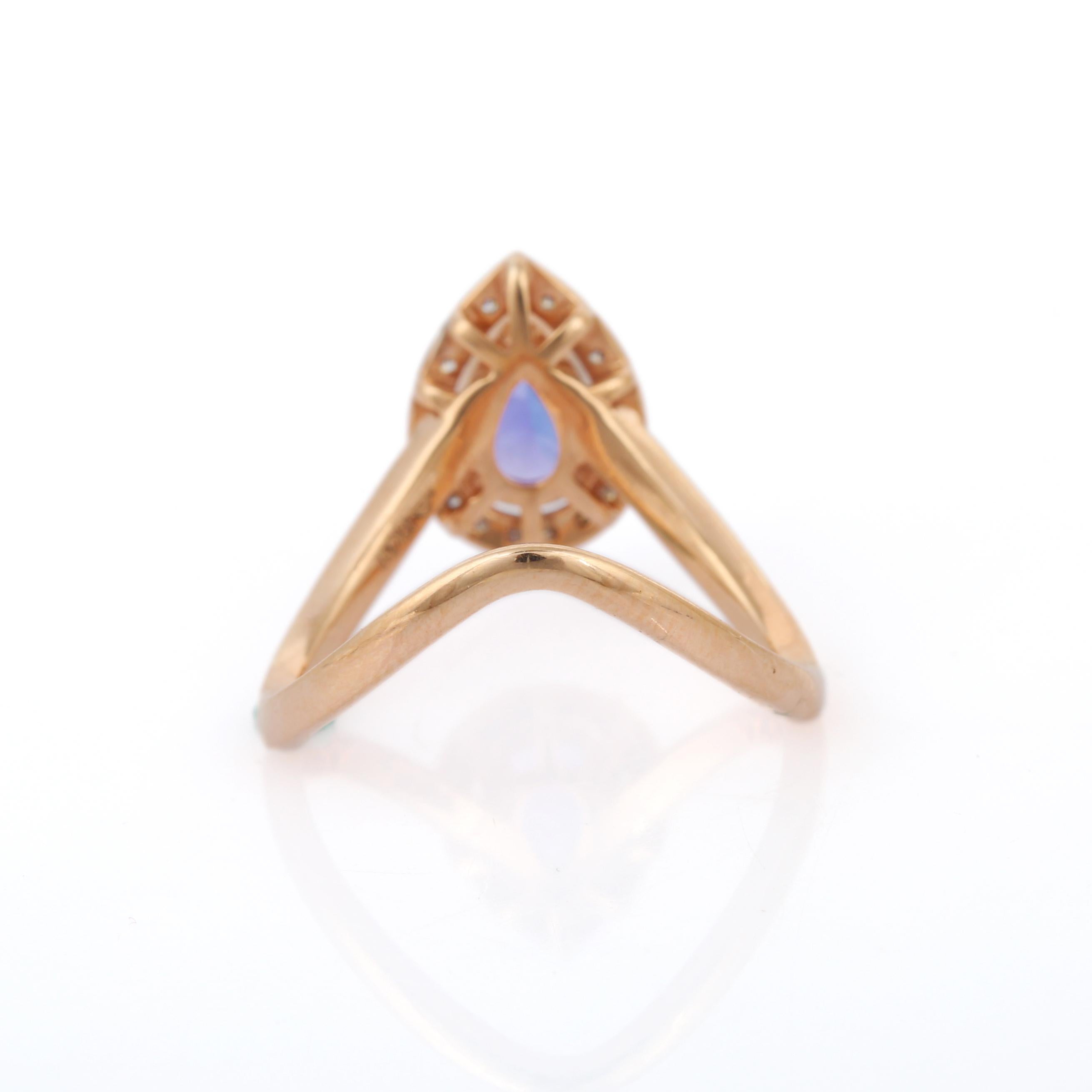 For Sale:  18K Rose Gold Pear Shape Tanzanite and Diamond Ring  4