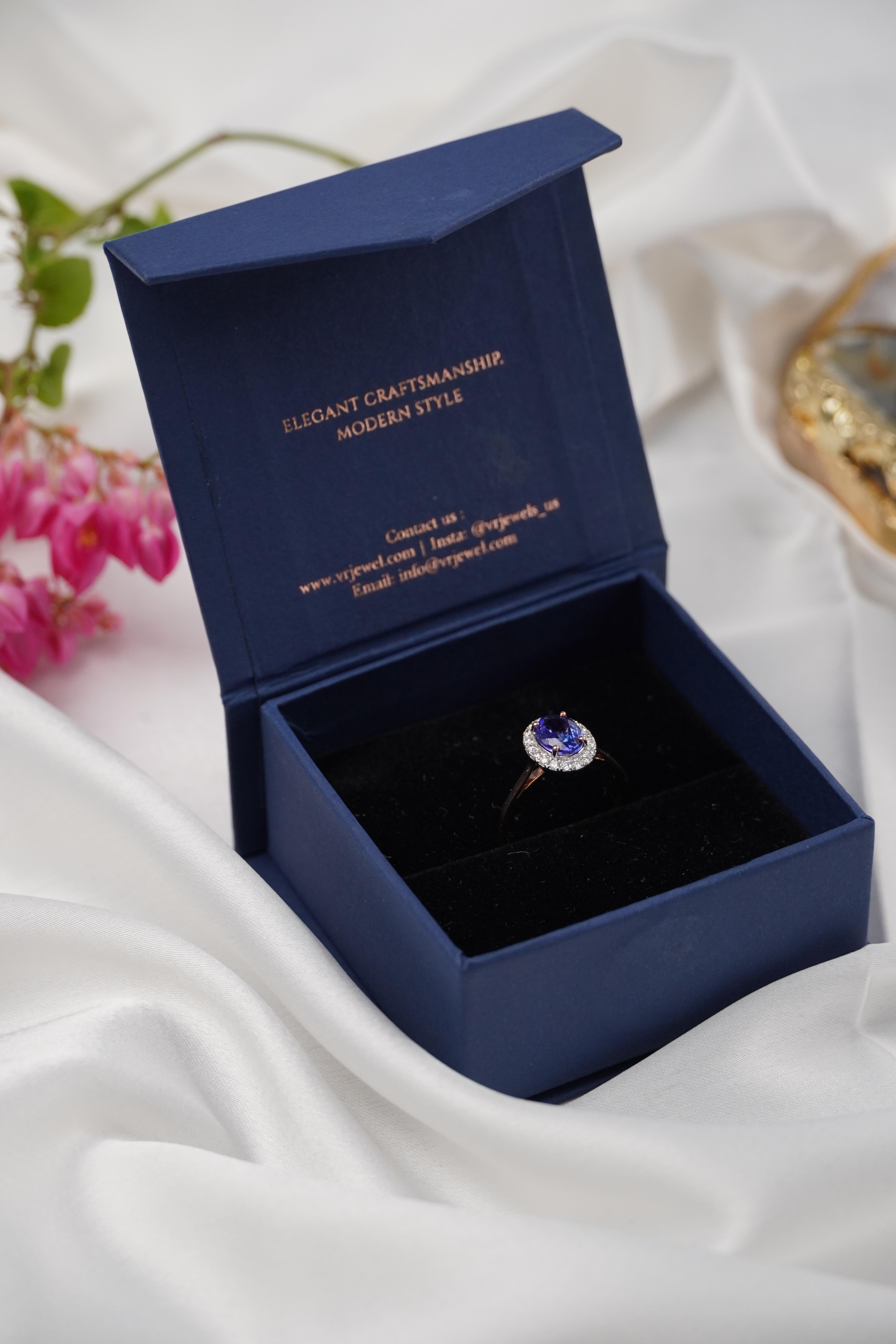 For Sale:  18K Rose Gold Pear Shape Tanzanite and Diamond Ring 14