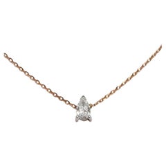 18k Gold Pear Shaped Diamond Necklace Diamond Solitaire Layering Necklace