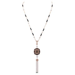 18k Rose Gold, Pearls, Diamonds, Black Mother-of-Pearl and Onyx Necklace