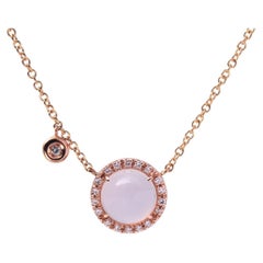 18K Rose Gold Pendant Necklace with 0.21ct Diamonds & 7.71ct Quartz