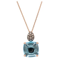 18K Rose Gold Pendant with Brown Diamonds and Topaz by Pradera Irama