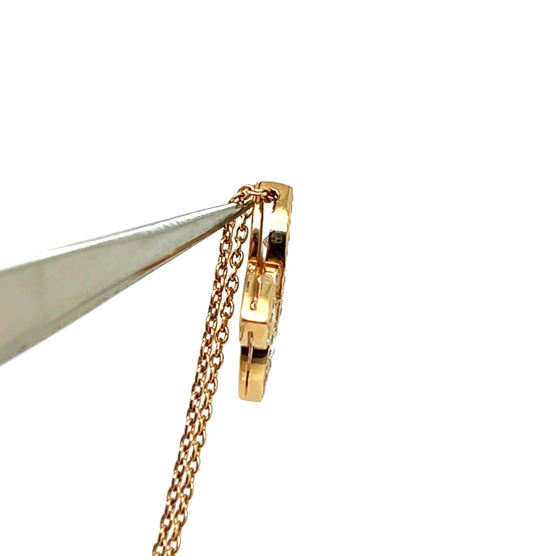 Women's 18K Rose Gold Pendant with Stylized Flower Motif and Diamonds For Sale