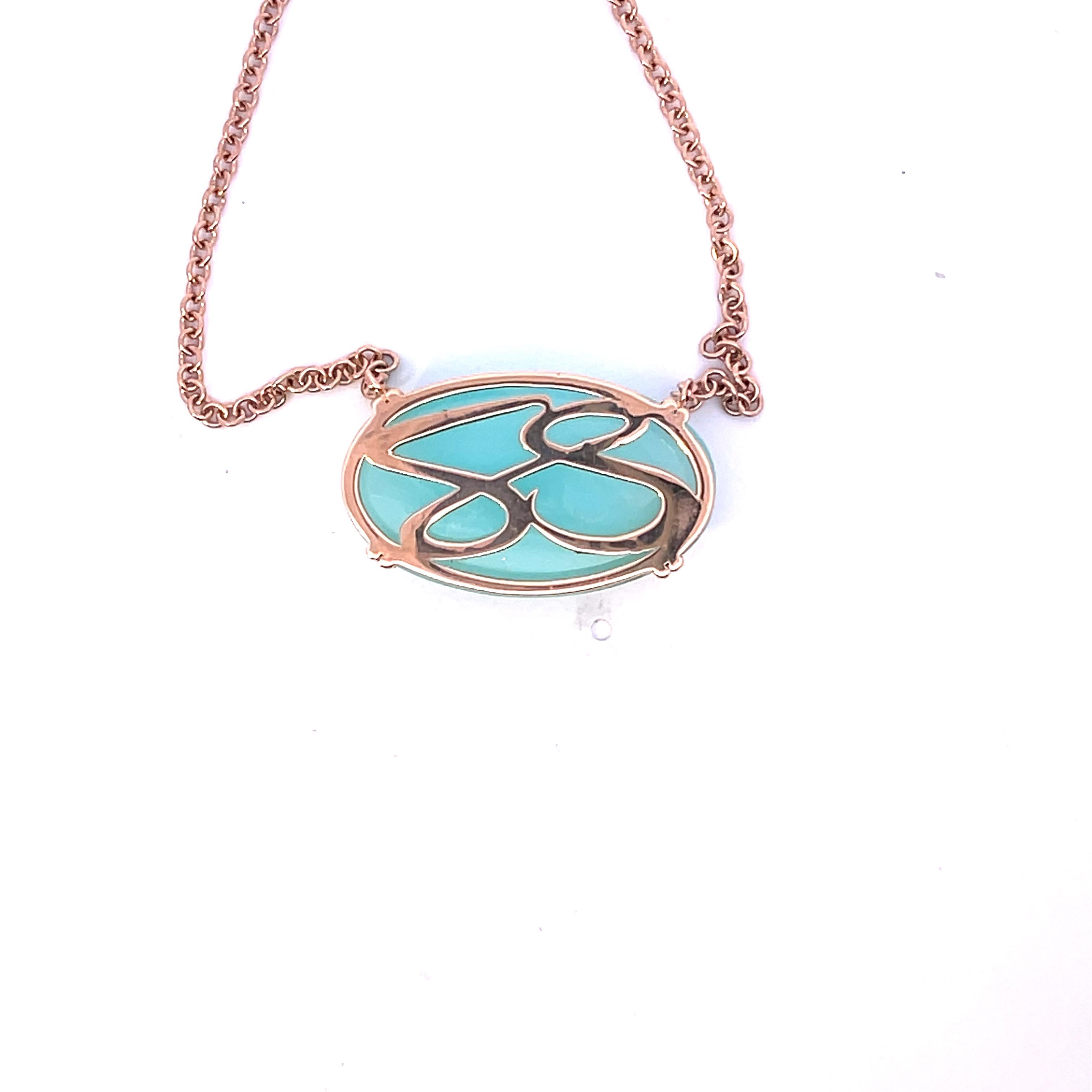 Contemporary 18k Rose Gold Peruvian Opal Necklace For Sale