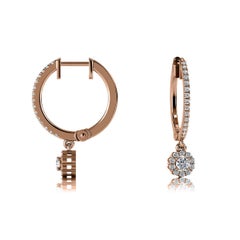 Pendientes de diamantes en forma de halo colgantes en oro rosa de 18 quilates '1/3 quilate