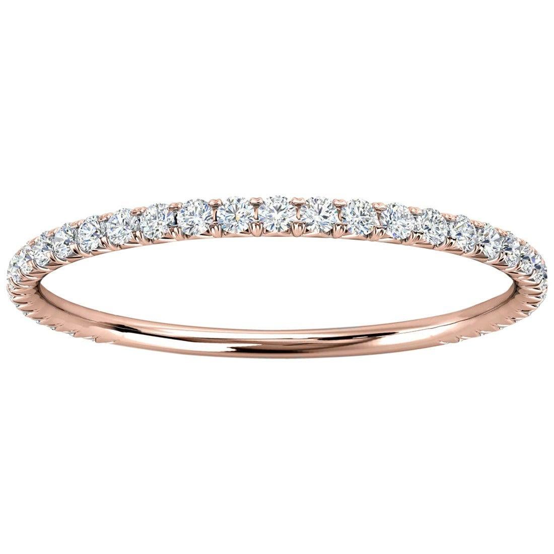 For Sale:  18k Rose Gold Petite GIA French Pave Diamond Ring '1/5 Ct. Tw'