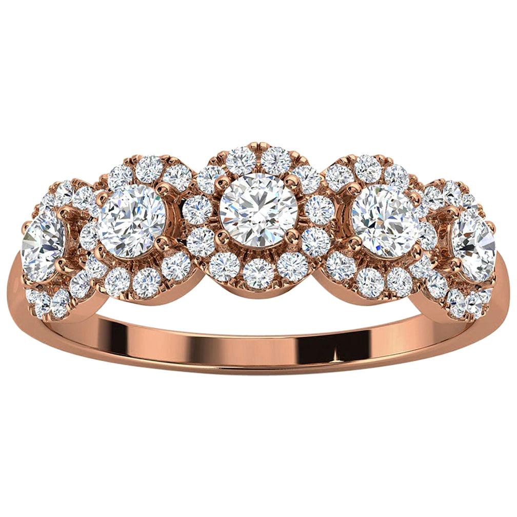 For Sale:  18k Rose Gold Petite Jenna Halo Diamond Ring '1/2 Ct. Tw'